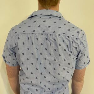 Men's Blue pineapple Patterned button up Tee